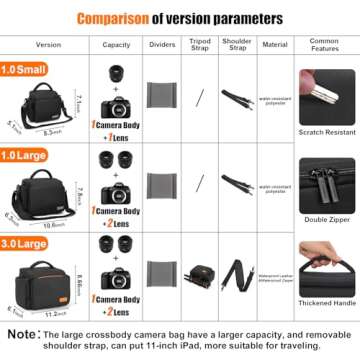 Cwatcun Single Shoulder Crossbody Compact Camera Bag Case Compatible for Canon Nikon Sony SLR DSLR M...