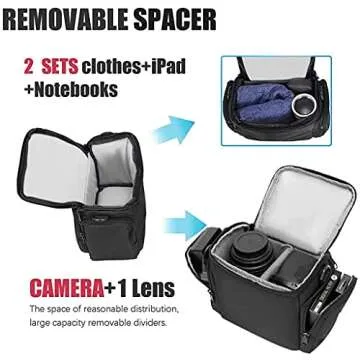 Cwatcun Single Shoulder Crossbody Compact Camera Bag Case Compatible for Canon Nikon Sony SLR DSLR Mirrorless Cameras and Lenses Waterproof Black