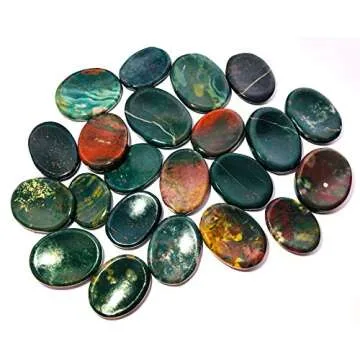 crystalmiracle Bloodstone Worry Stone Positive Energy Crystal Healing Thumb Stone for Metaphysical Powerful Health Wealth Reiki Protective Meditation Feng Shui Gifts for Men Women