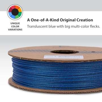 Protopasta 3D Printer Filament | PLA Filament 1.75mm | Wonder Blue Glitter HT PLA | 500g Spool