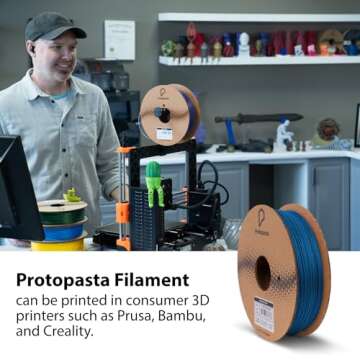 Protopasta 3D Printer Filament | PLA Filament 1.75mm | Wonder Blue Glitter HT PLA | 500g Spool