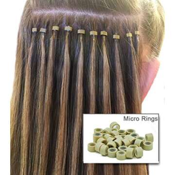 2500pcs Hair Extentions Micro Rings Links Beads, 5mm Silicone Lined Beads for Human Hair Extensions Tool-Multi-colored