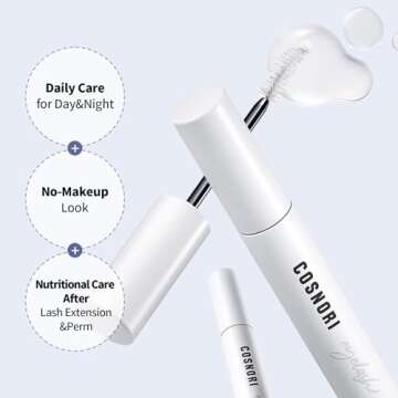 COSNORI Long Active Eyelash Serum - Korean Eyelash Boost Serum – Eyebrow Growth Enhancer for Longer and Thicker – Vegan, Irritation Free- Peptides, Hyaluronic Acid, 0.3 fl.oz.