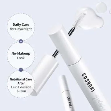 COSNORI Long Active Eyelash Serum - Korean Eyelash Boost Serum – Eyebrow Growth Enhancer for Longer and Thicker – Vegan, Irritation Free- Peptides, Hyaluronic Acid, 0.3 fl.oz.
