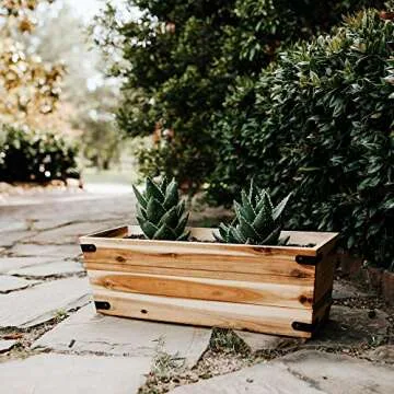 Thirteen Chefs Villa Acacia Wooden Planter Box - Garden Decor