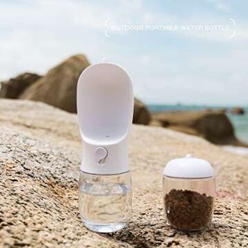 AVELORA Dog Water Bottle,Portable Pet Water Bottle with Food Container,Outdoor Portable Water Dispen...
