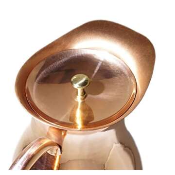 Pure Copper Pitcher (70 oz, 2 Liter) Handcrafted with Lid & Set of 2 Incredible Drinking Tumblers in Timeless Smooth Finish, Raw Interior for For Ayurveda Health