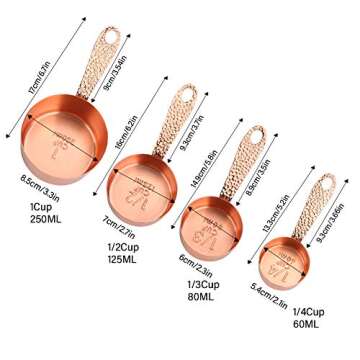 Stylish Number-one Copper Stainless Steel Measuring Cups Set - Rose Gold