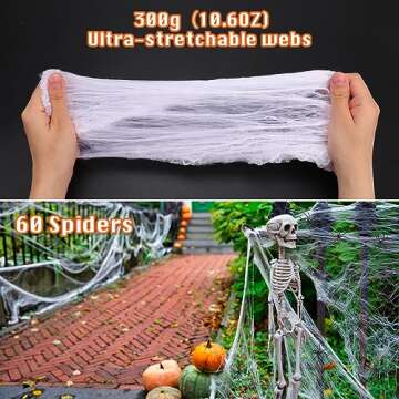 HIVIEW 1400sqft Spider Web Decorations for Halloween Fun