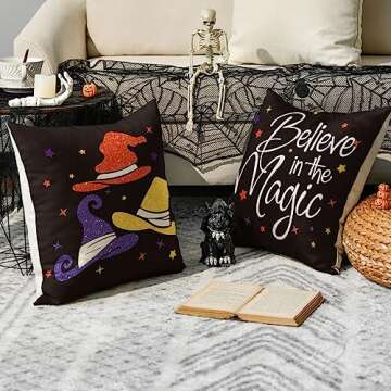 AVOIN Halloween Throw Pillow Covers Set of 4 for Cozy Decor