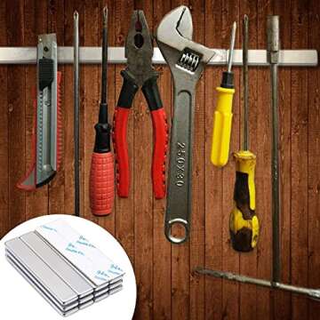 MIKEDE Strong Rare Earth Neodymium Magnets, Heavy Duty Bar Magnets with Double-Sided Adhesive, Power...