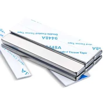 MIKEDE Strong Rare Earth Neodymium Magnets, Heavy Duty Bar Magnets with Double-Sided Adhesive, Powerful Pull Force, Perfect for Fridge, Garage, Kitchen, Science, Craft, Office, DIY 60x10x3mm 6pack