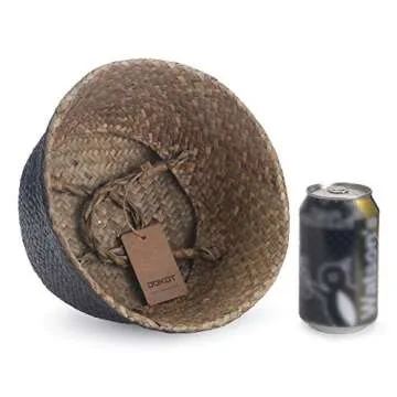 Seagrass Storage Basket, Natural Woven Storage Basket (Black 7 inch D x 8 inch H)