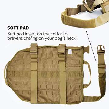 EJG Tactical Dog Harness Vest, with Molle System & self Fasteners Area, No Pulling Design, Comfy Mesh Padding, for Service Dogs, Military Training Hunting Hiking, for Medium Large Dogs (X, Brown)