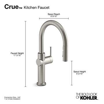 KOHLER Crue Pull Down Kitchen Faucet in Vibrant Brass