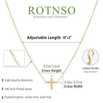 Rotnso Gold Plated Cross Necklace for Women - Trendy Gift