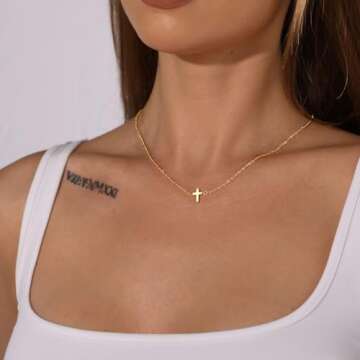 Rotnso Gold Plated Cross Necklace for Women - Trendy Gift