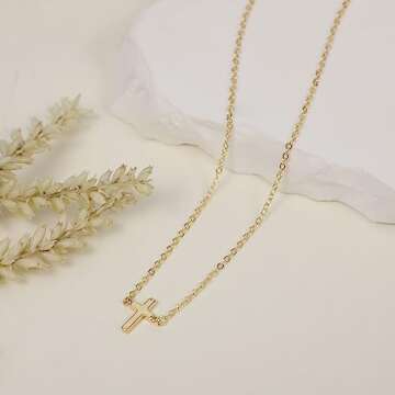 Rotnso Gold Plated Cross Necklace for Women - Trendy Gift