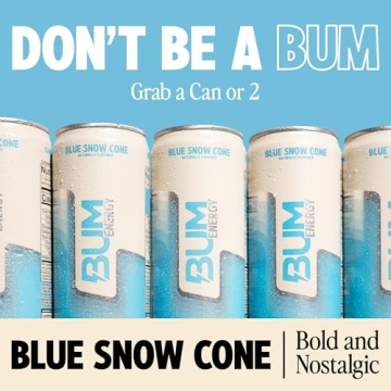 BUM Sugar-Free Energy Drink Blue Snow Cone 12oz Pack