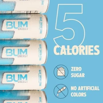 BUM Sugar-Free Energy Drink Blue Snow Cone 12oz Pack