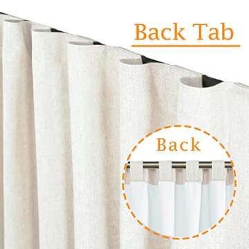 LAMIT Linen Full Blackout Window Curtains for Bedroom, 54 Inches Thermal Farmhouse Curtains Back Tab...