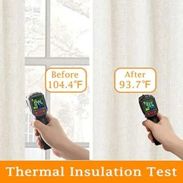 LAMIT Linen Full Blackout Window Curtains for Bedroom, 54 Inches Thermal Farmhouse Curtains Back Tab and Rod Pocket Privacy Protected Burlap Panels with White Liner, 2 Panels, 52 x 54 Inch, Ivory