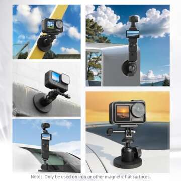 BRDRC Pocket 3 Magnetic Mount,Magnet Car Mount for DJI Osmo Pocket 3 Creator Combo,with 360° Rotation Ball Head Desktop Stand Base for GoPro Accessories