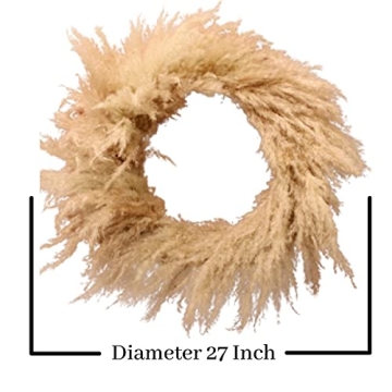 Elegant 27 Inch Pampas Grass Wreath for Home Decor