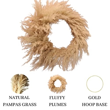 Elegant 27 Inch Pampas Grass Wreath for Home Decor