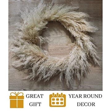 Elegant 27 Inch Pampas Grass Wreath for Home Decor