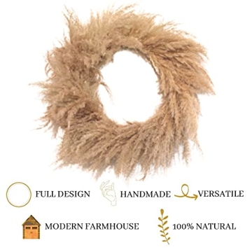 Elegant 27 Inch Pampas Grass Wreath for Home Decor