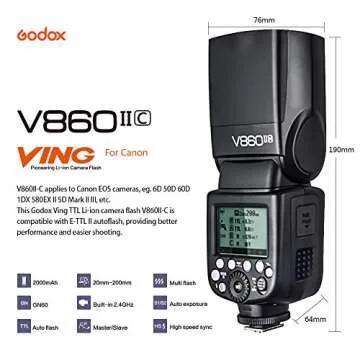 GODOX V860II-C Camera Flash Speedlite for Canon Camera 2.4G Wireless E-TTL 1/8000s High-Speed Sync GN60 Speedlight Photography