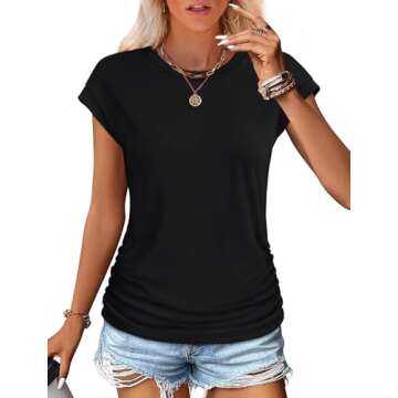 Womens Tops Summer Cap Sleeve: Dressy Casual Fashion Shirts