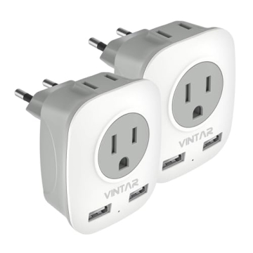 2 Pack European Travel Adapter for Italy and Spain
