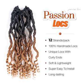 Toyotress Passion Locs Crochet Hair - 10 Inch 8 Packs Ombre Brown Blonde Faux Locs Crochet Hair Curly Ends, Short Bob Curly Locs Pre-Looped Synthetic Braiding Hair Extensions (10 Inch, OT30/27)