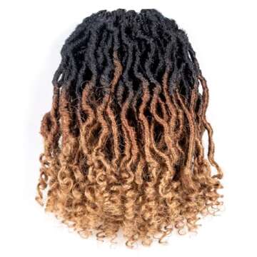 Toyotress Passion Locs Crochet Hair - 10 Inch 8 Packs Ombre Brown Blonde Faux Locs Crochet Hair Curly Ends, Short Bob Curly Locs Pre-Looped Synthetic Braiding Hair Extensions (10 Inch, OT30/27)