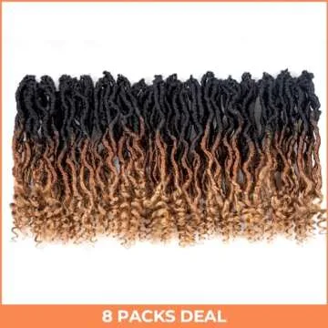 Toyotress Passion Locs Crochet Hair - 10 Inch 8 Packs Ombre Brown Blonde Faux Locs Crochet Hair Curly Ends, Short Bob Curly Locs Pre-Looped Synthetic Braiding Hair Extensions (10 Inch, OT30/27)