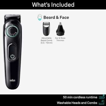 Braun All-In-One Style Kit Series 3 3430, 3-in-1 Trimmer for Men with Beard Trimmer, Ear & Nose Trimmer, Hair Clippers, Ultra-Sharp Blade, 20 Length Settings, Washable