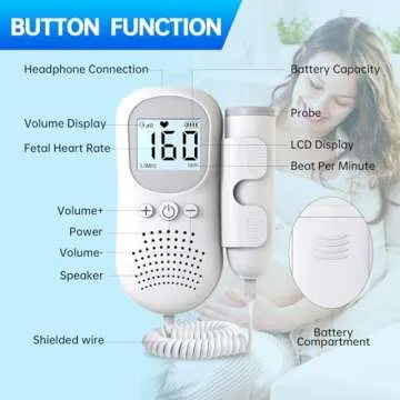 Mini Doppler ES-100, Used to Detect and Display Fetal Heart Rate