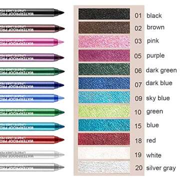2Pcs Bright Blue Dark Blue Eyeliner Pen Set Bright Blue Dark Blue, Pearl Metallic Glitter Eyeliner P...