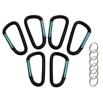 Gold Lion Gear 6Pack Aluminum Carabiner - 3 Inch, Small, Black | D Shape Heavy Duty Buckle Carabiner Clips