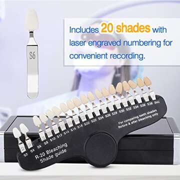 ANNWAH Dental Teeth Shade Guide, Professional Porcelain 3D R-20 Tooth Whitening Shade Chart with 20 ...