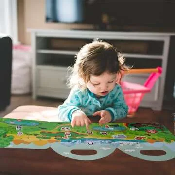 Reusable Sticker Book for Kids, Busy Book for Toddlers 1-3, Toddler Travel Toys, Preschool Learning Activities for Toddlers Ages 3-6, Jelly Quiet Book 6 Themes Include Animal Dinosaur Stickers(6 in 1)