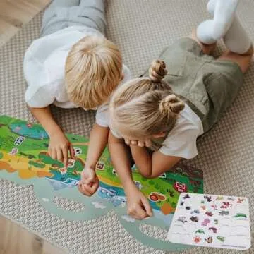 Reusable Sticker Book for Kids, Busy Book for Toddlers 1-3, Toddler Travel Toys, Preschool Learning Activities for Toddlers Ages 3-6, Jelly Quiet Book 6 Themes Include Animal Dinosaur Stickers(6 in 1)