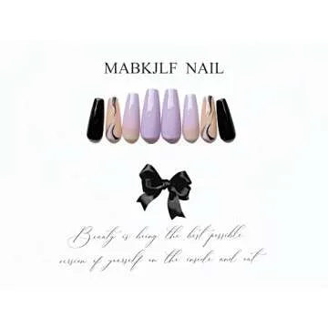 Press on Nails Long Coffin French Tip Fake Nails Purple and Black Full Cover False Nails with Designs Swir Gradient Acrylic Nails Artificial Nails for Women Girls 24 Pcs