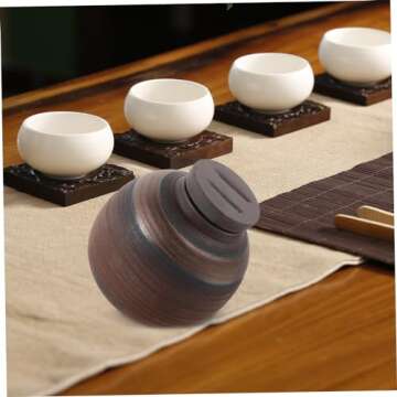 UTHCLO Tea Jar Decorative Porcelain Container with Lid Brown Bins Cookie Jar Sugar Jar Tin Canister Biscuits Tins Vintage Coffee Canister Vintage Canister Dry Food Storage Containers