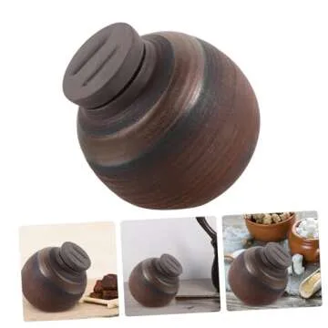 UTHCLO Tea Jar Decorative Porcelain Container with Lid Brown Bins Cookie Jar Sugar Jar Tin Canister Biscuits Tins Vintage Coffee Canister Vintage Canister Dry Food Storage Containers