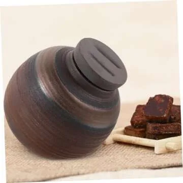 UTHCLO Tea Jar Decorative Porcelain Container with Lid Brown Bins Cookie Jar Sugar Jar Tin Canister Biscuits Tins Vintage Coffee Canister Vintage Canister Dry Food Storage Containers