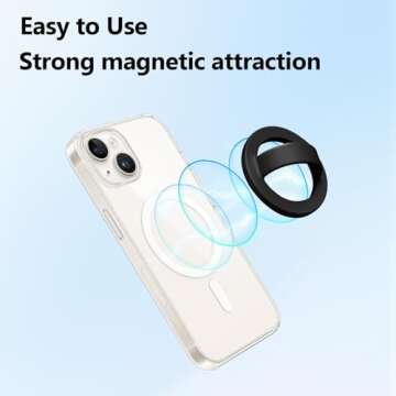 Magnetic Silicone Ring Grip Phone Holder, Rotating Finger Loop Ring Grip Holder, Soft and Portable, ...
