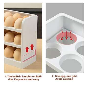 HapiLeap Egg Holder for Fridge, Stackable Egg Storage Container for Refrigerator Door, Stores 30 Eggs Space Saver (1 Pack)